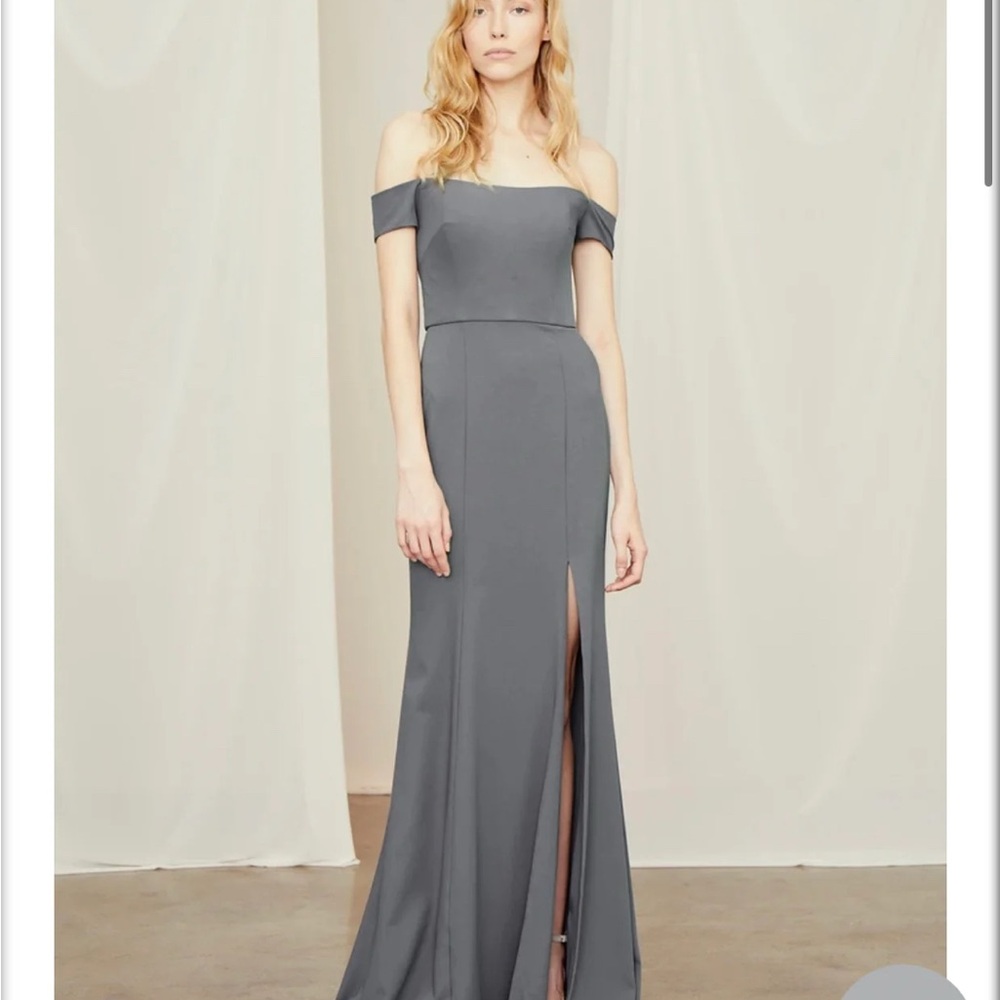 Amsale Hunter Green Off-Shoulder Evening Dress